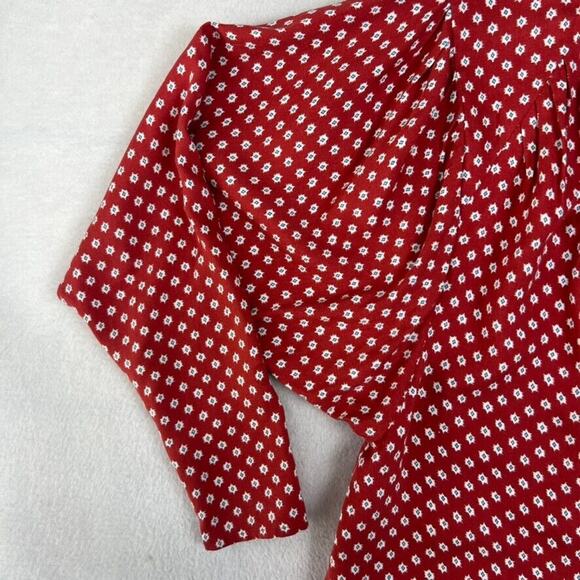 Joie Blouse Womens XXS Aztec Tangia Red Ikat Print Long Dolman Sleeve - Picture 7 of 8